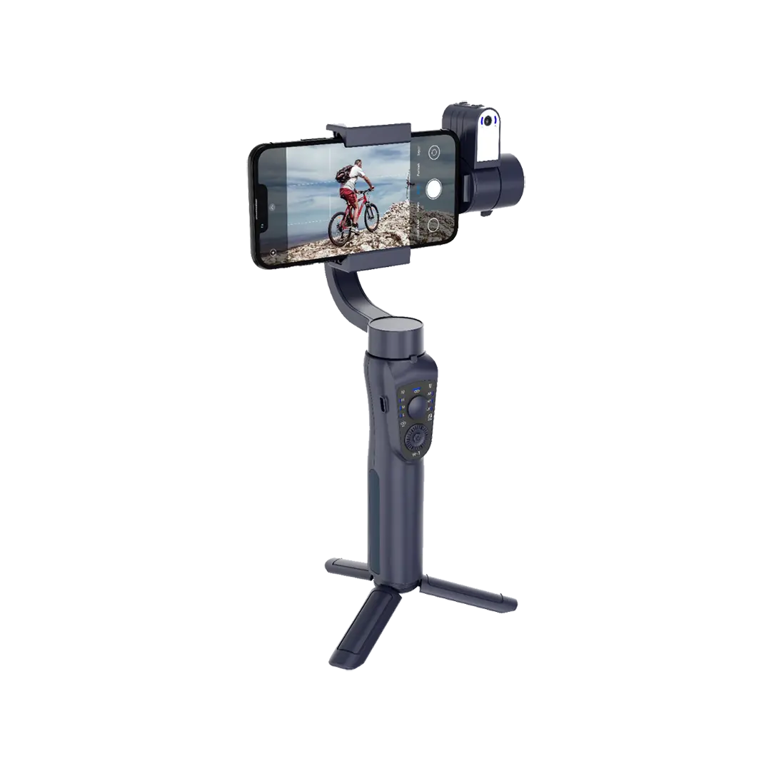 Porodo 3-Axis Gimbal with AI Tracker & Light – Black