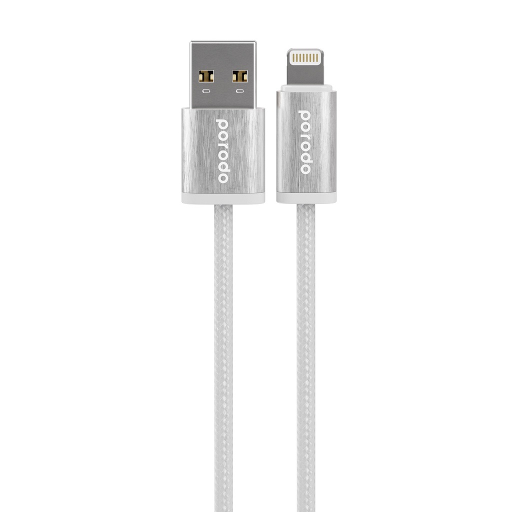 Porodo Woven Braided USB-A to Lightning Cable 1.2m – White