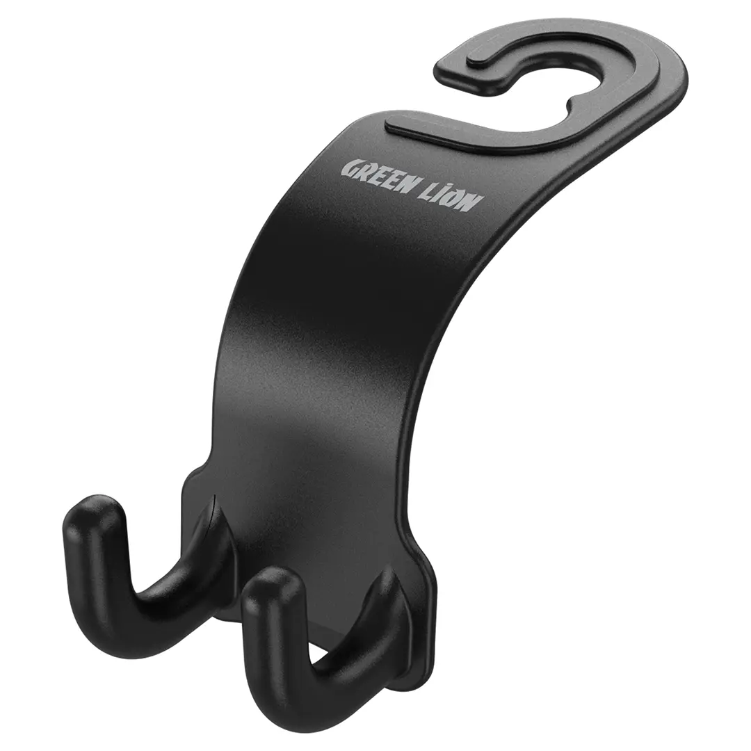 Green Lion Car Headrest Dual Hook Organizer - Black