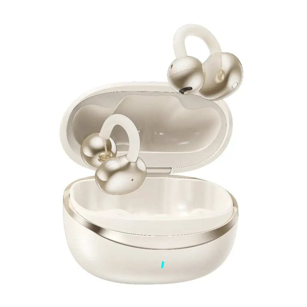 Green Lion Sonix Clip-On Wireless Earbuds, Bluetooth 5.3 - Cream