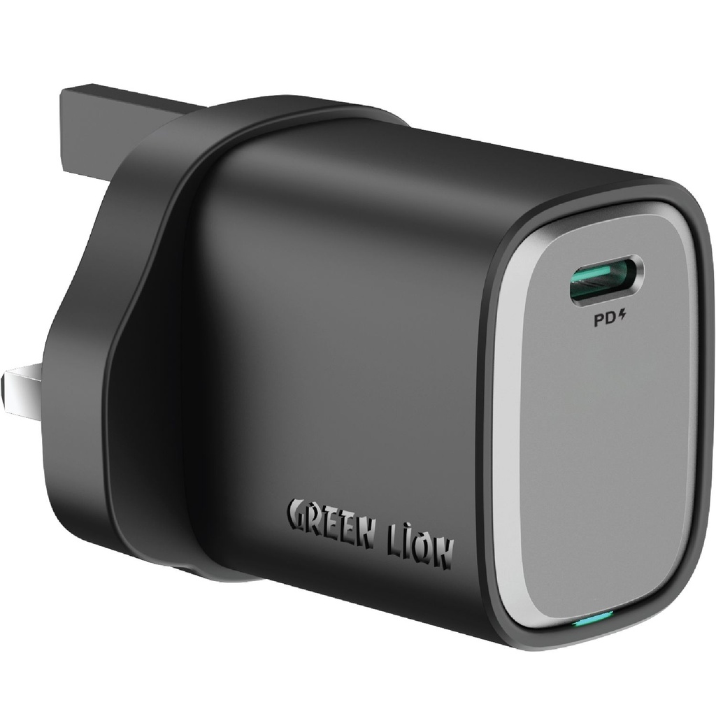 Green Lion Supra 33W GaN UK Wall Charger with USB-A and USB-C - Black