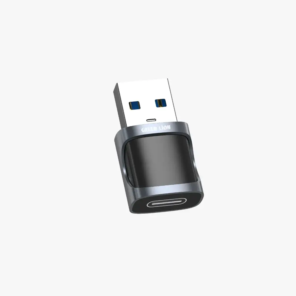 Green Lion USB-A Male to USB-C Female Adapter, USB 2.0 - Black