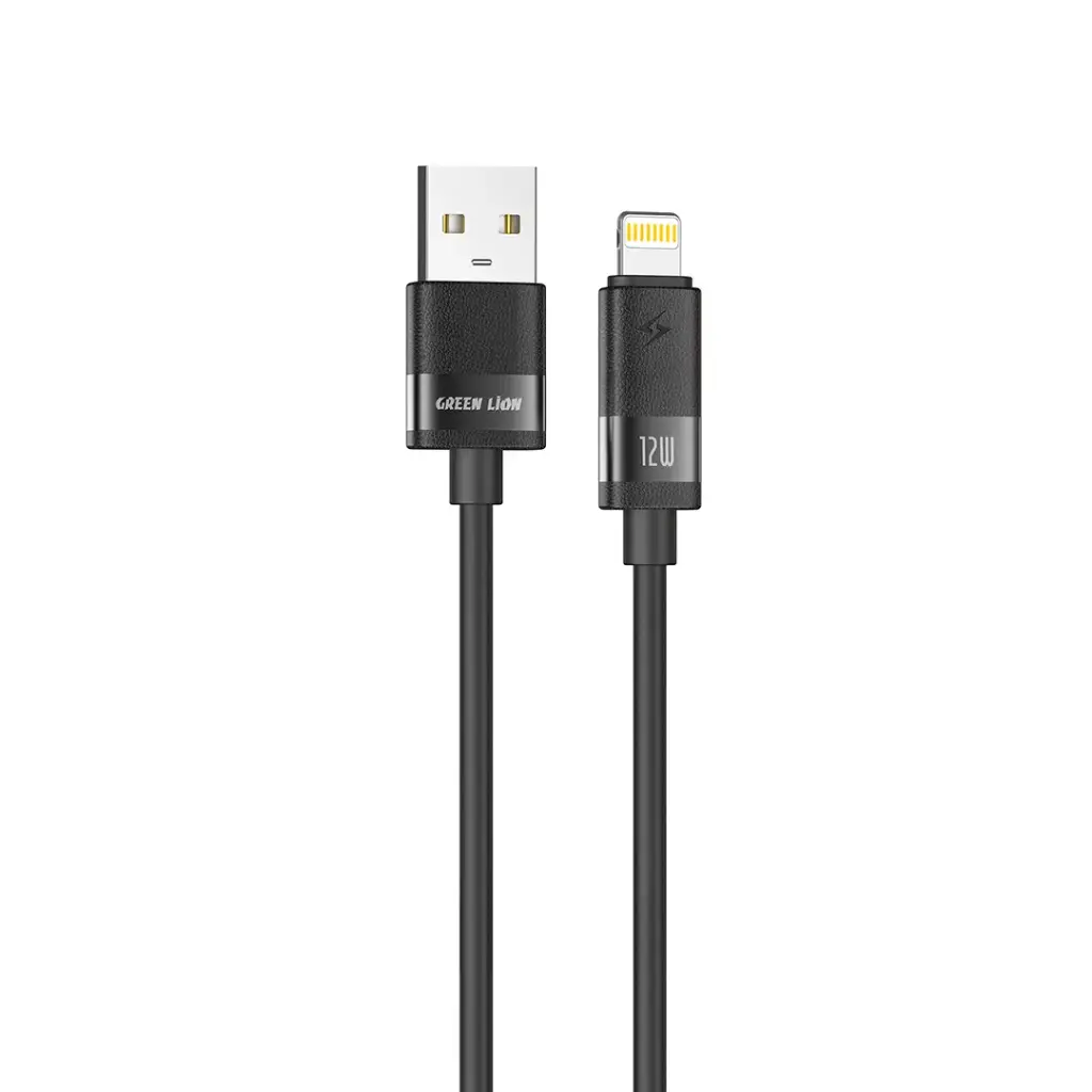 Green Lion Matte Silicone USB-A to Lightning Cable, 12W, 1m - Black