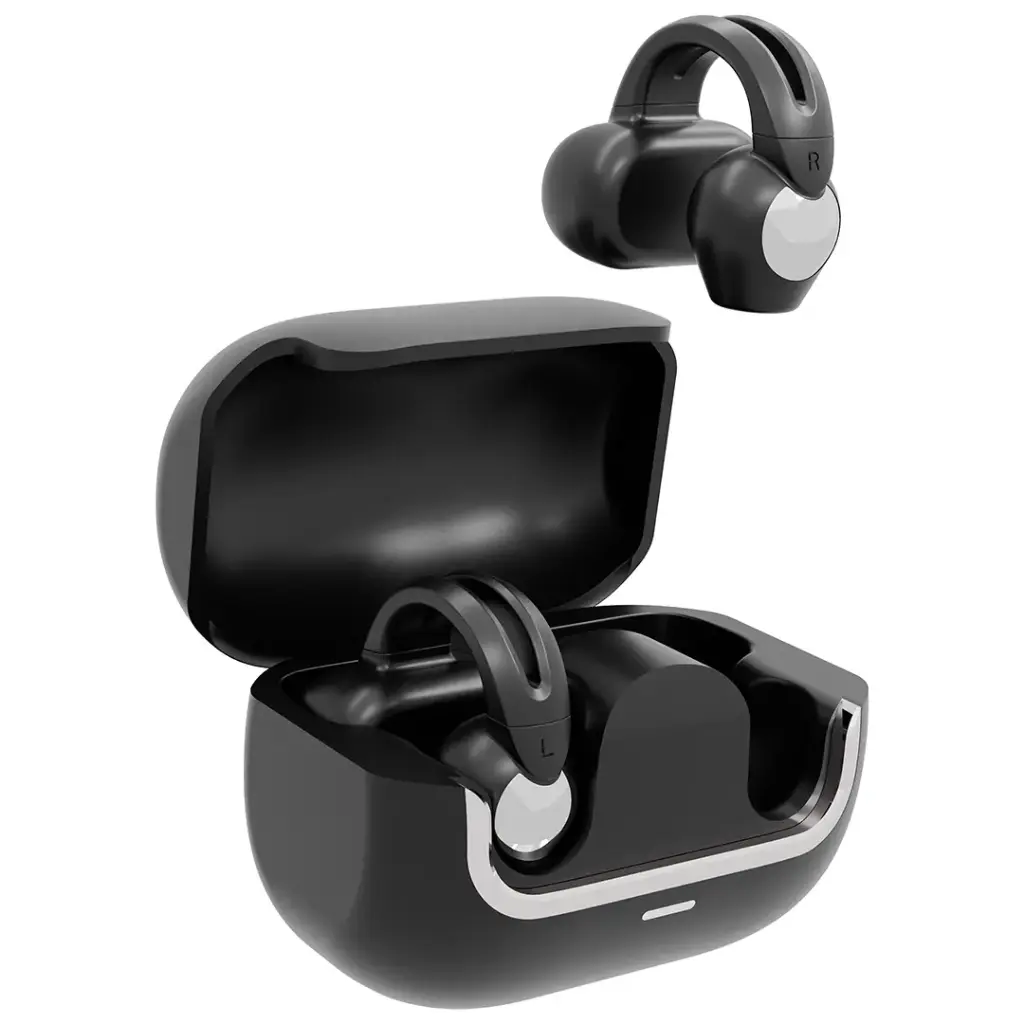 Green Lion GR-22 Clip-On Wireless Earbuds, Bluetooth 5.4 - Black