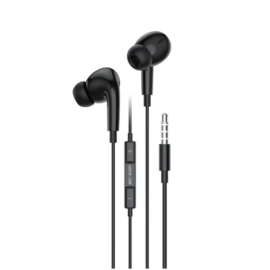 Green Lion GL-Stereo Pro 3.5mm Wired Earphones with Microphone - Black