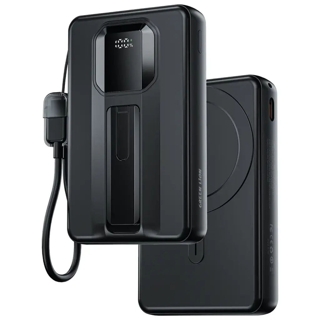 Green Lion Torino 10000mAh Magnetic Power Bank, PD 20W - Black