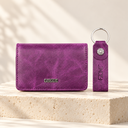 FZONE Large Leather Wallet & Keyring – Purple