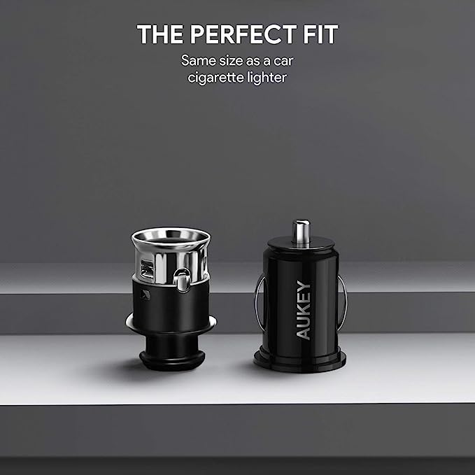 Aukey 18W Car Charger with 1 meter Micro-USB Cable - Black