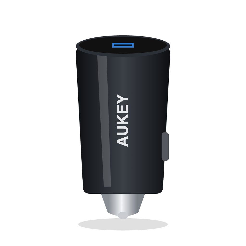 Aukey 18W Car Charger with 1m Micro USB Cable – Black