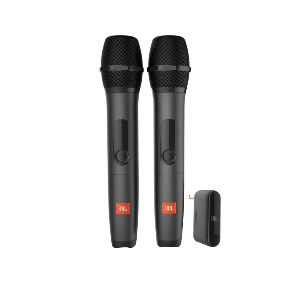 نظام ميكروفون لاسلكي مزدوج من JBL مع مستقبل ثنائي القناة - أسود