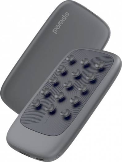 Porodo Wireless Power Bank 6000mAh (Suction Pad, Rubber Coated, and Slim Design) - Black