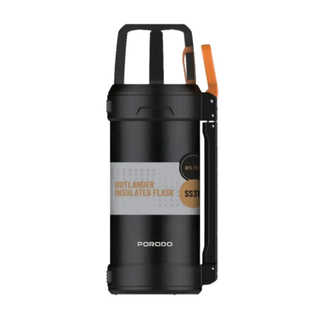 Porodo Lifestyle Outlander Insulation Flask, Keep Hot & Cold Up to 24 Hrs - Black