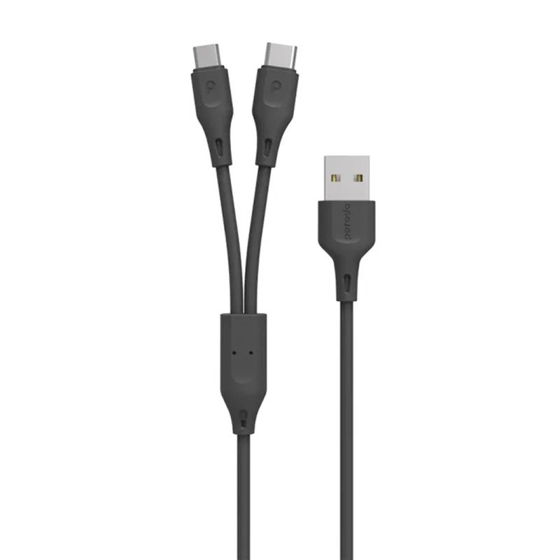 Porodo 2in1 Durable Fast Charging And Data Type-C And Micro USB Cable Black 1.2m
