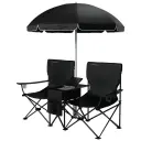 Porodo Lifestyle Campshade Camping Dual Chair with Umbrella & Cup Holder - Black