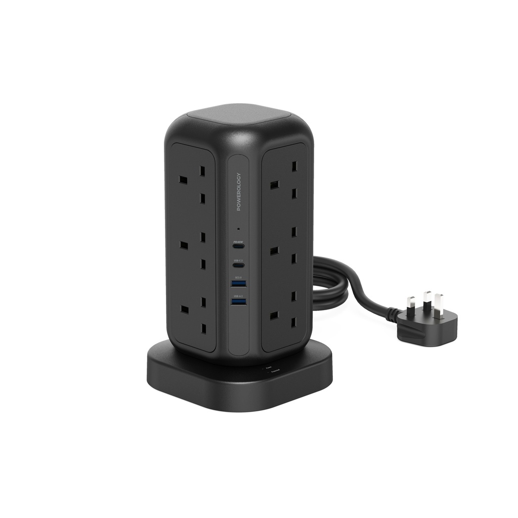 Powerology 12 Socket Multi-Port Tower Hub Extension