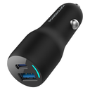 شاحن سيارة Powerology Ultra-Quick بقدرة 38 واط بمنفذي USB-C – أسود