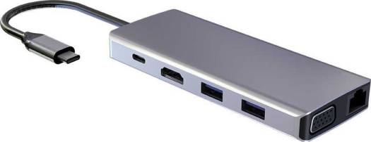 Powerology 11in1 USB-C Hub with VGA, Ethernet & HDMI