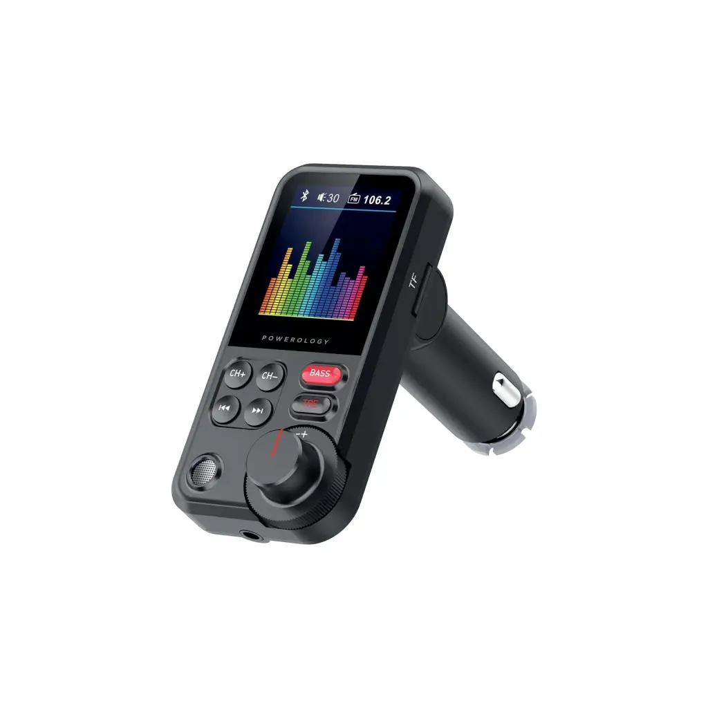 Powerology FM Transmitter Pro Car Charger 23W - Black