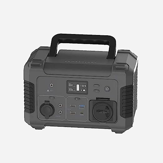 Powerology Portable Power Generator QC 18W, Solar Panel For Re-Charge The Generator,(78000mAh 300W,Black)