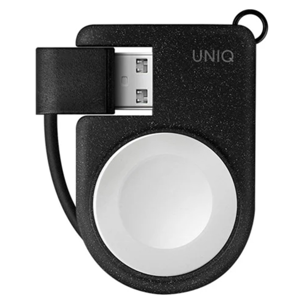 Uniq Cover Portable Magnetic Charger لـ Apple Watch with Built in USB a Cable Charcoal Black