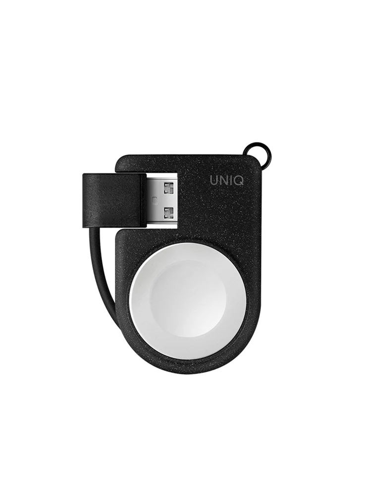 Uniq Cover Portable Magnetic Charger For Apple Watch with Built In USB A Cable Charcoal black