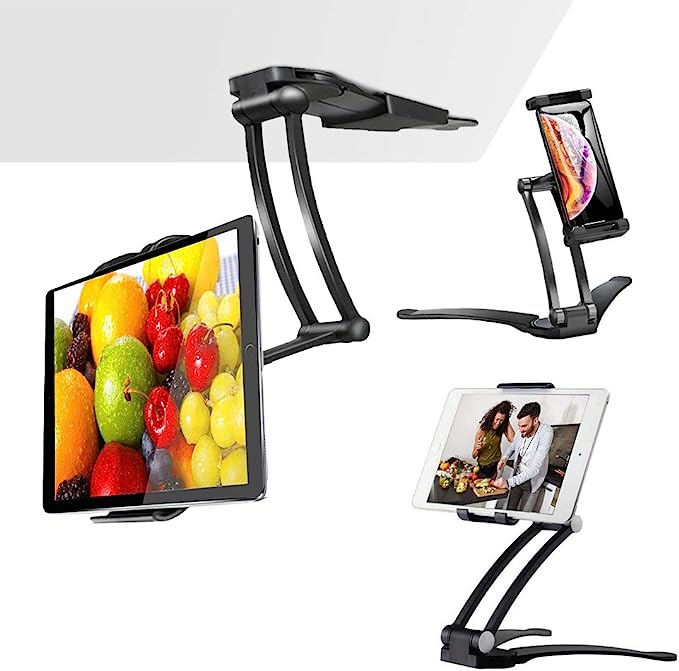 2-in-1 Tablet Stand, Under Cabinet Tablet Mount, Tablet Wall Mount for iPad