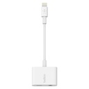 محوّل Belkin RockStar للصوت 3.5 مم مع شحن Lightning – أبيض
