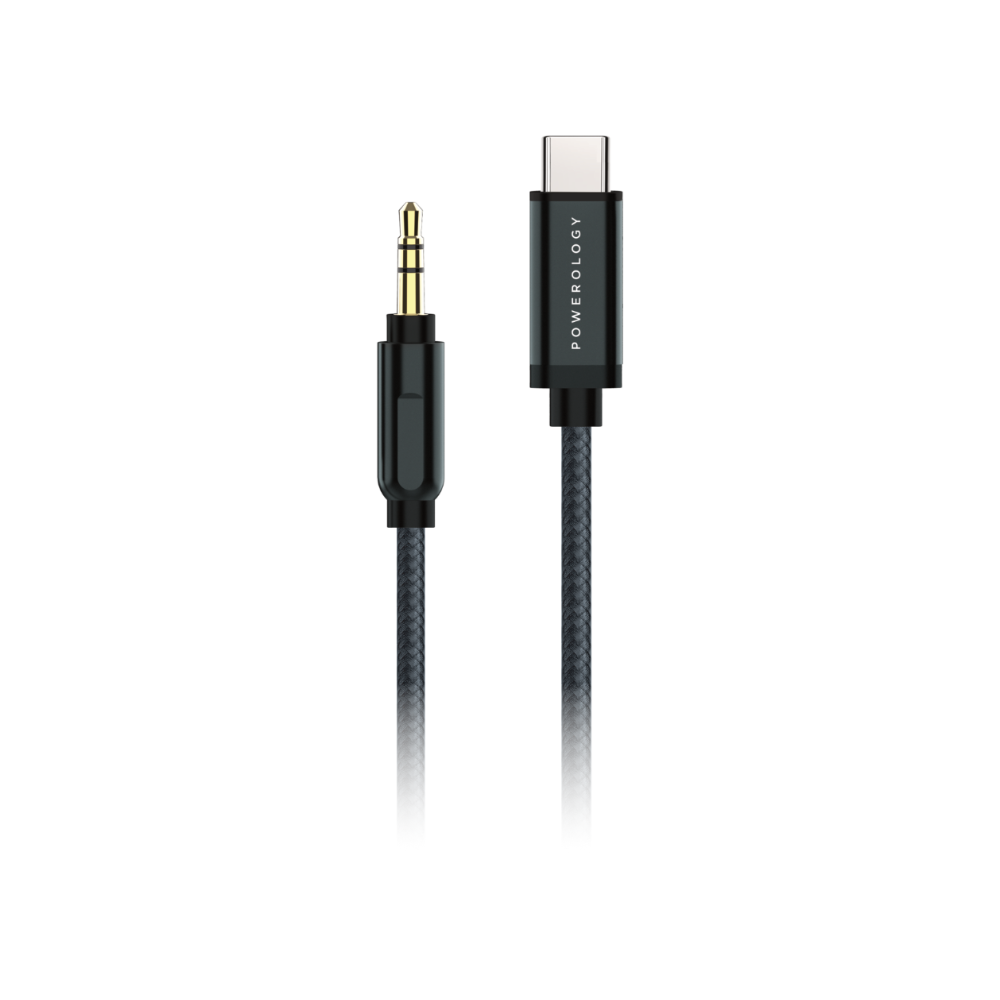 باورولوجي كابل صوت مجدول من USB-C إلى AUX مقاس 3.5 ملّم، بطول 1.2 متر / 4 أقدام
