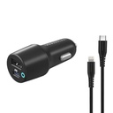 شاحن سيارة Powerology 32W بمنفذ USB مزدوج مع كابل USB-C إلى Lightning