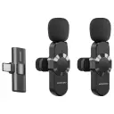 ميكروفون Porodo Audix Pro Lavalier مزدوج من النوع C و Lightning - أسود