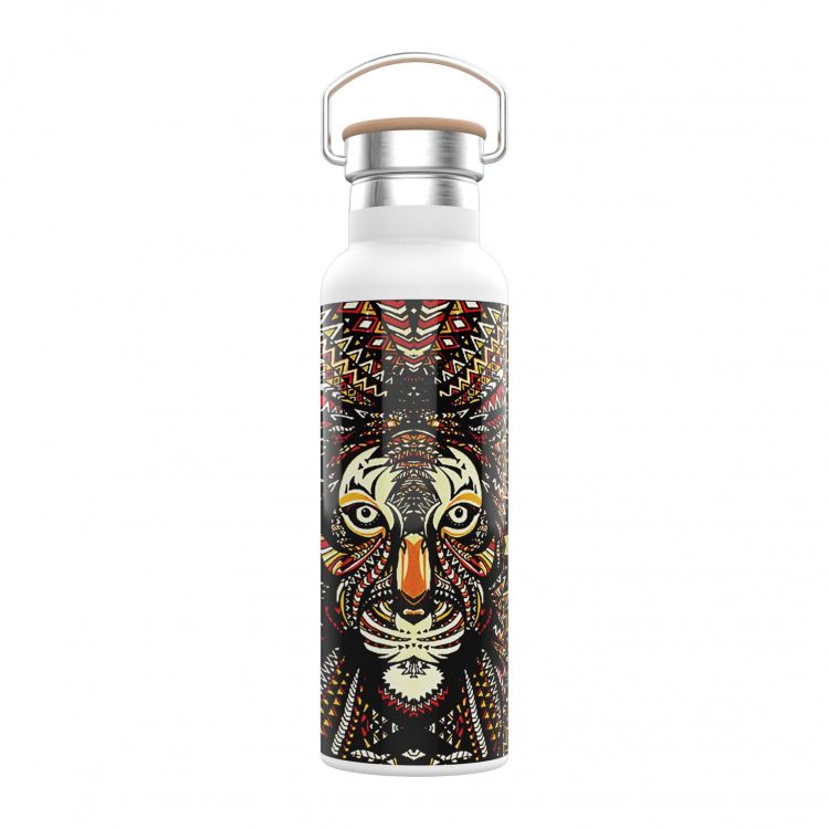 Green Lion Pattern Stainless Steel Water Bottle 600ml - Lion