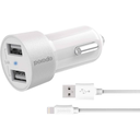 Porodo Dual USB Car Charger 3.4A with USB-C and Lightning Cable