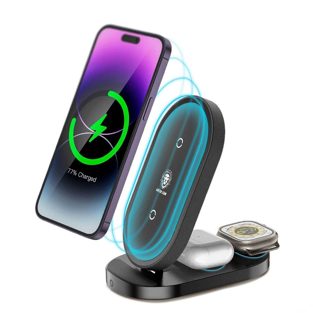 Green Lion 3in1 Wireless Charger Foldable Bracket 15w