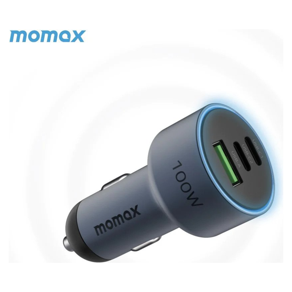 Momax Move 100w Triple Port Car Charger Space Grey
