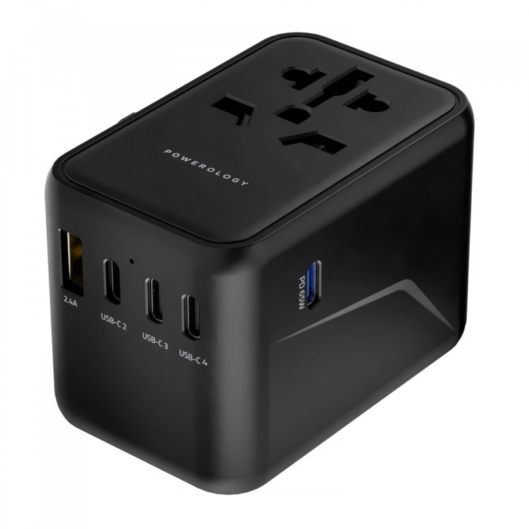Powerology Universal Multi-Port Travel Adapter 65W