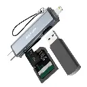 Green Lion 3 in 1 Card Reader with USB-C & Lightning Connectivity - Gray