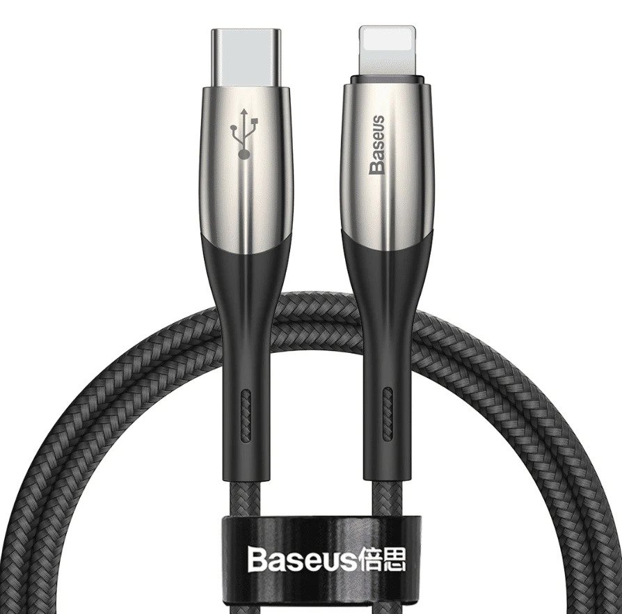 بيسوس كابل بيانات أفقي من USB-C إلى لايتنينغ، PD بقدرة 18 واط، بطول 1 متر