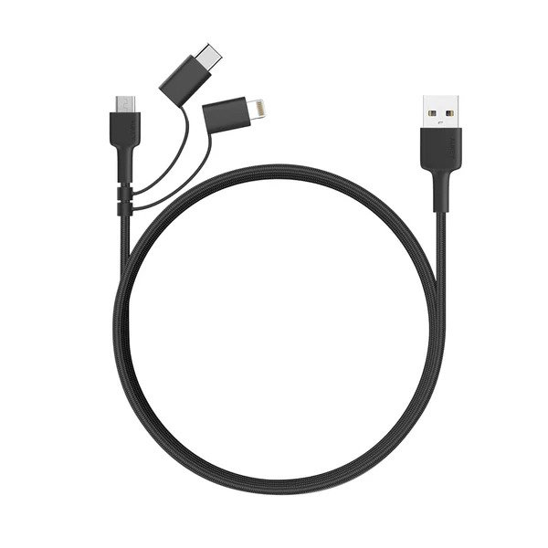 أوكي كابل لايتنينغ MFi مع مايكرو USB وUSB-C، 3 في 1
