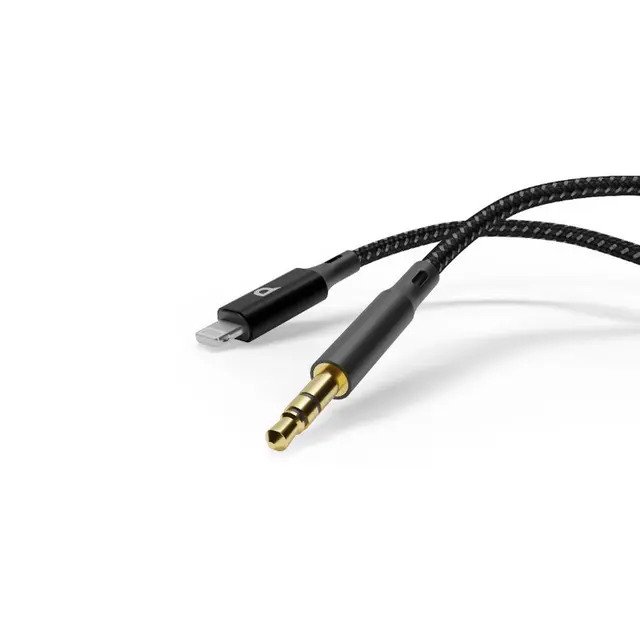 كابل Powerology المضفر Lightning إلى Aux 3 مم بطول 1.2 متر، أسود