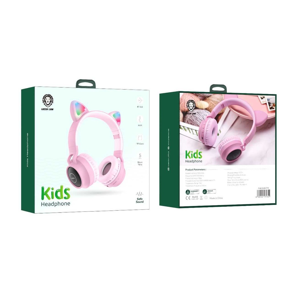Green Lion Kids Wireless On-Ear Headphone Pink