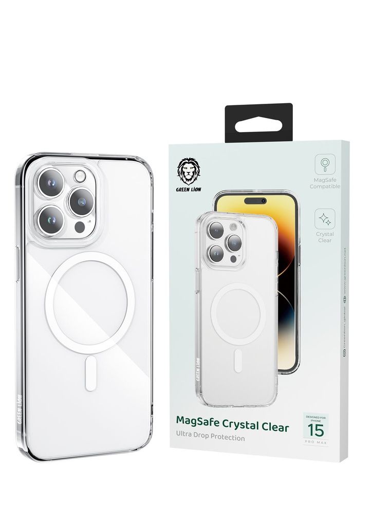 جراب Green Lion Mate Magsafe لهاتف iPhone 15 Pro Max - شفاف