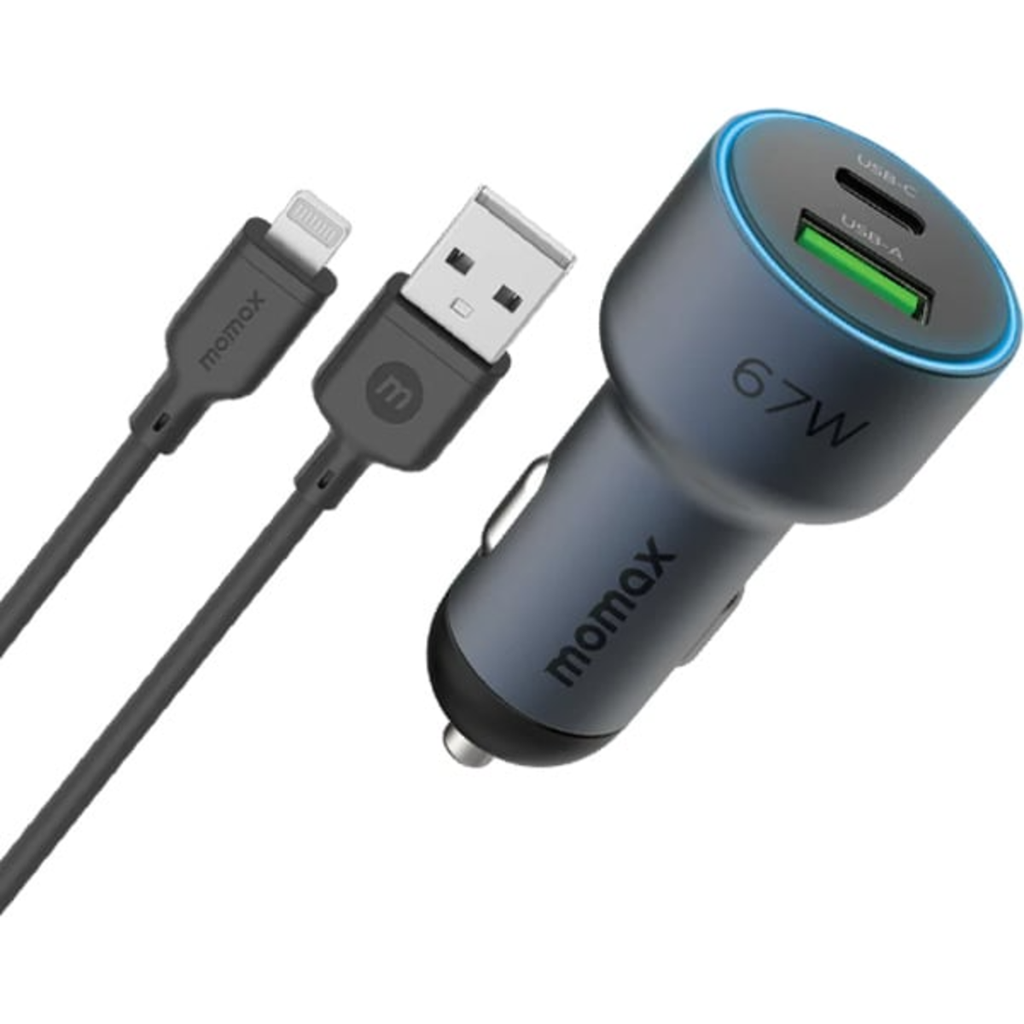 Momax Move 67W Dual-Port Car Charger with 1m 100W Cable