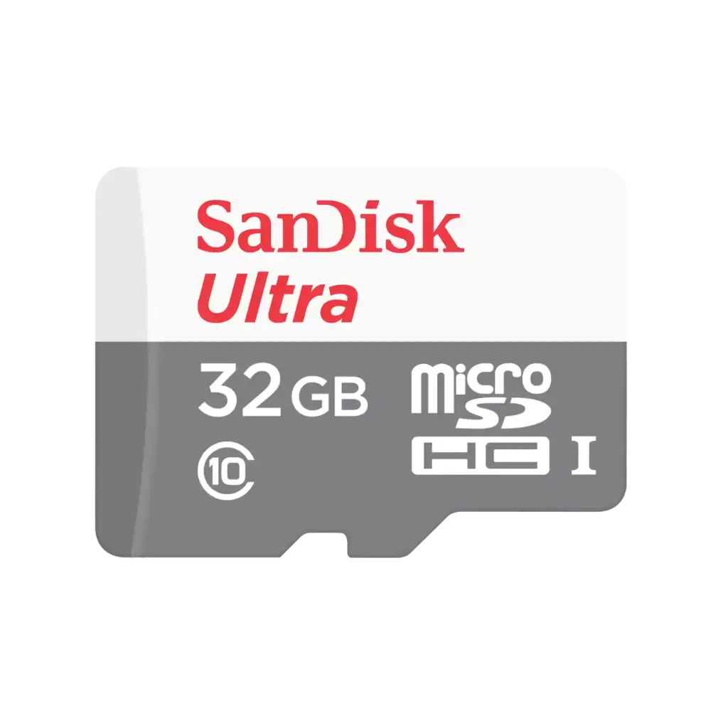 سان ديسك بطاقة microSD Ultra بسعة 32 جيجابايت وسرعة 100 ميجابايت/ثانية – أبيض ورمادي