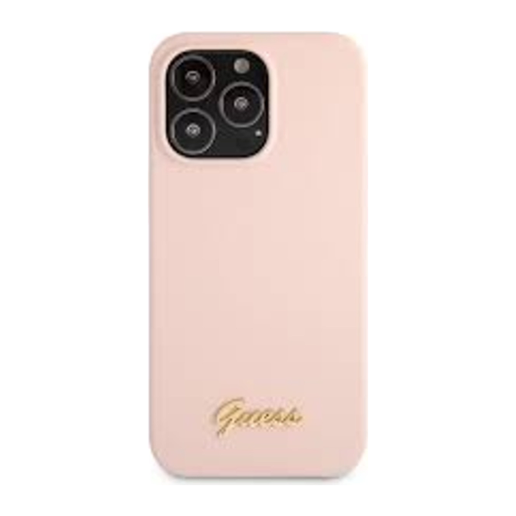 Guess Script Gold Logo Silicone Case for iPhone 13 Series