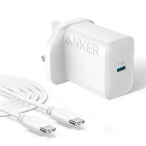 أنكر شاحن بمنفذين وقدرة 20 واط مع كابل USB-C