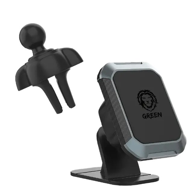 Green Lion 2 in 1 Magnetic Car Phone Holder - Black
