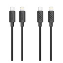 Porodo Blue 20W PD USB-C to Lightning PVC Cable 1.2m - Black
