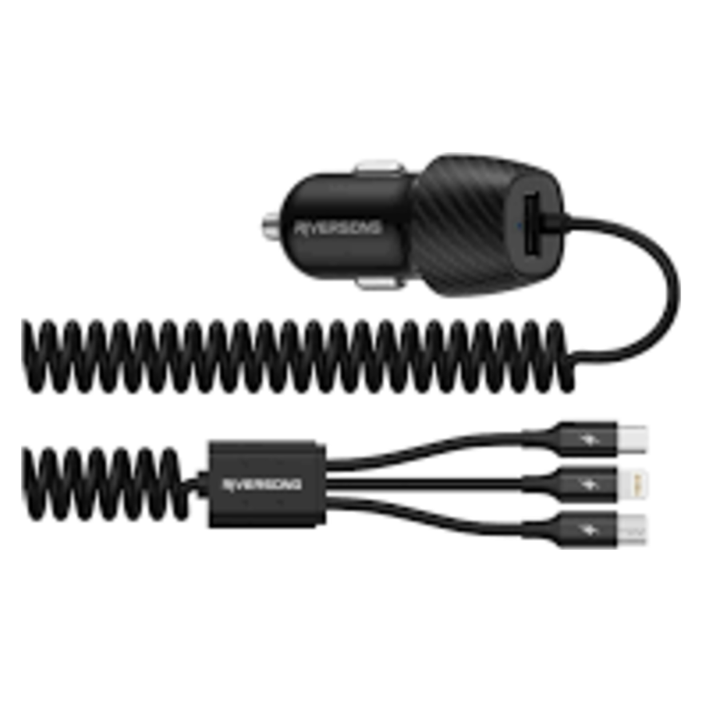Riversong Safari C2 3-in-1 Car Charger with Built-In Cable