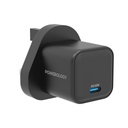 شاحن باورولوجي 35 وات بمنفذ واحد من النوع C GaN مع قابس المملكة المتحدة - أسود