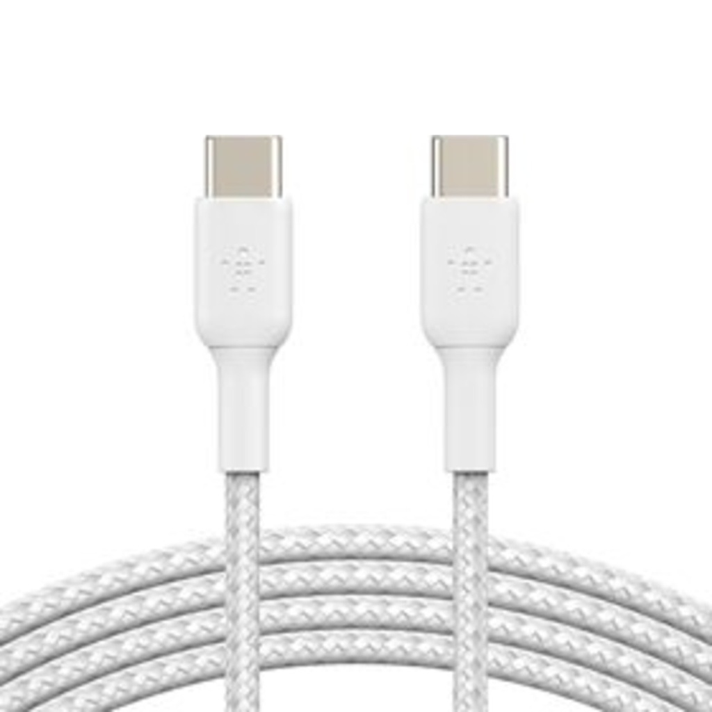كابل Belkin BoostCharge المجدول من USB-C إلى USB-C بقدرة 60 واط – أبيض